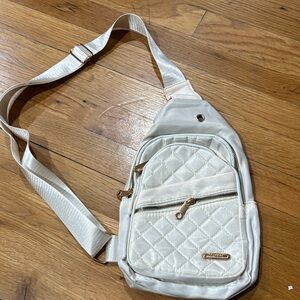 Quilted Cream Crossbody Sling Bag